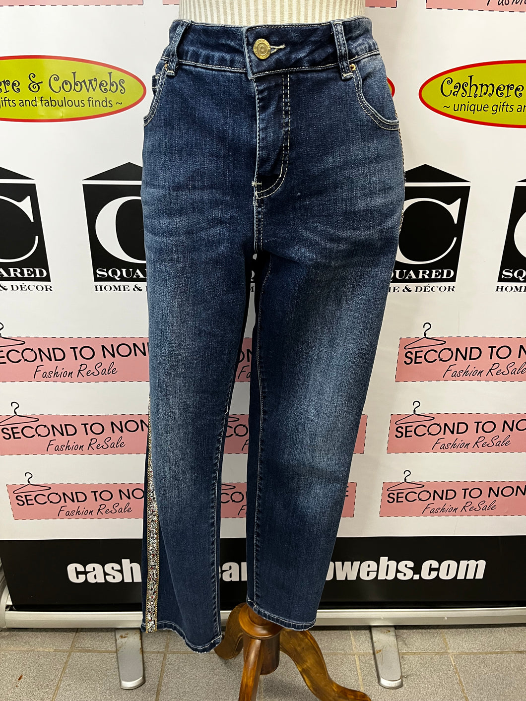 Melanie Lyne Bead-Trim Jeans (Size 12)