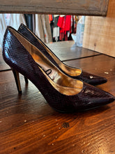 Load image into Gallery viewer, Burgundy Faux Snakeskin Heels (Size 8)
