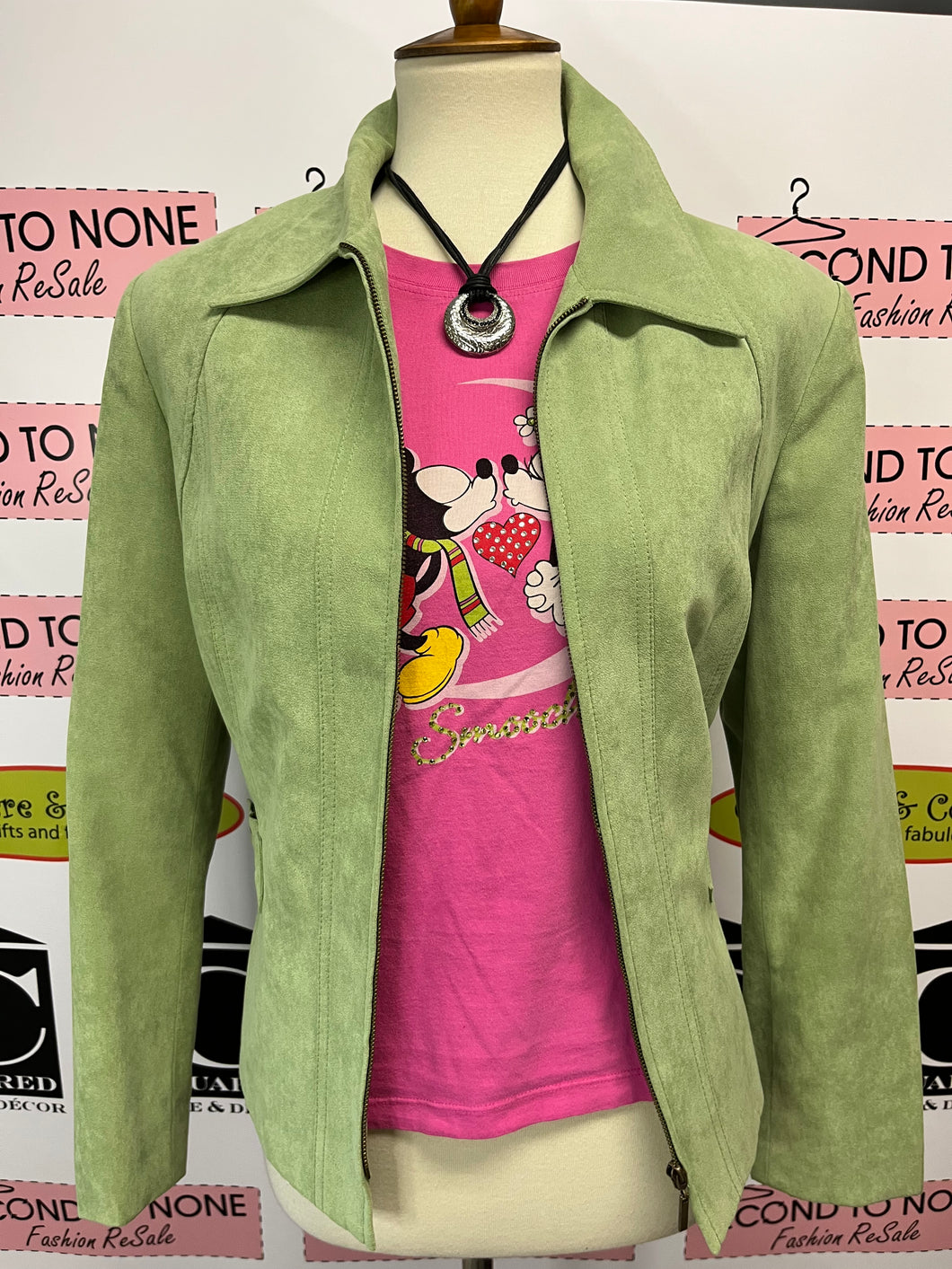 Ultra-Suede Apple Green Jacket (Size 10)