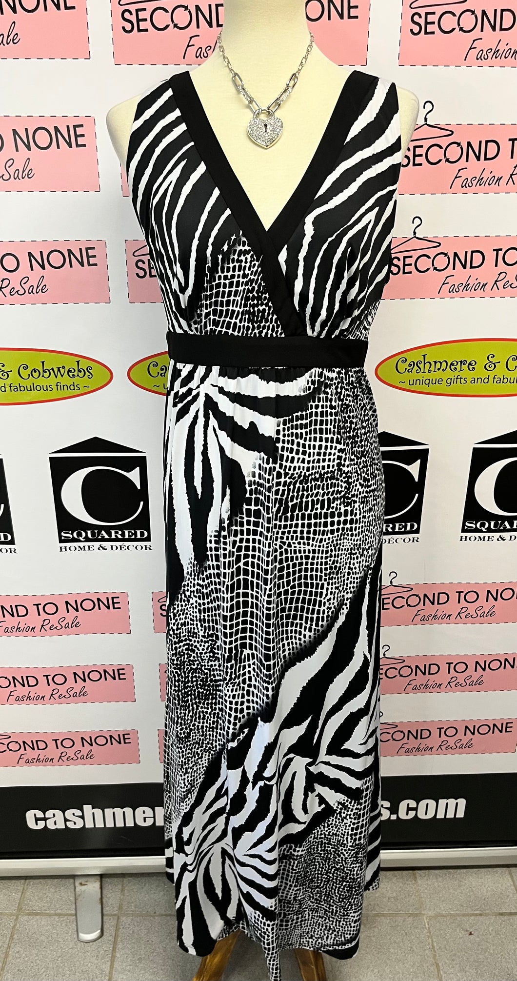 B&W Mixed Print Maxi Dress (Size 12)
