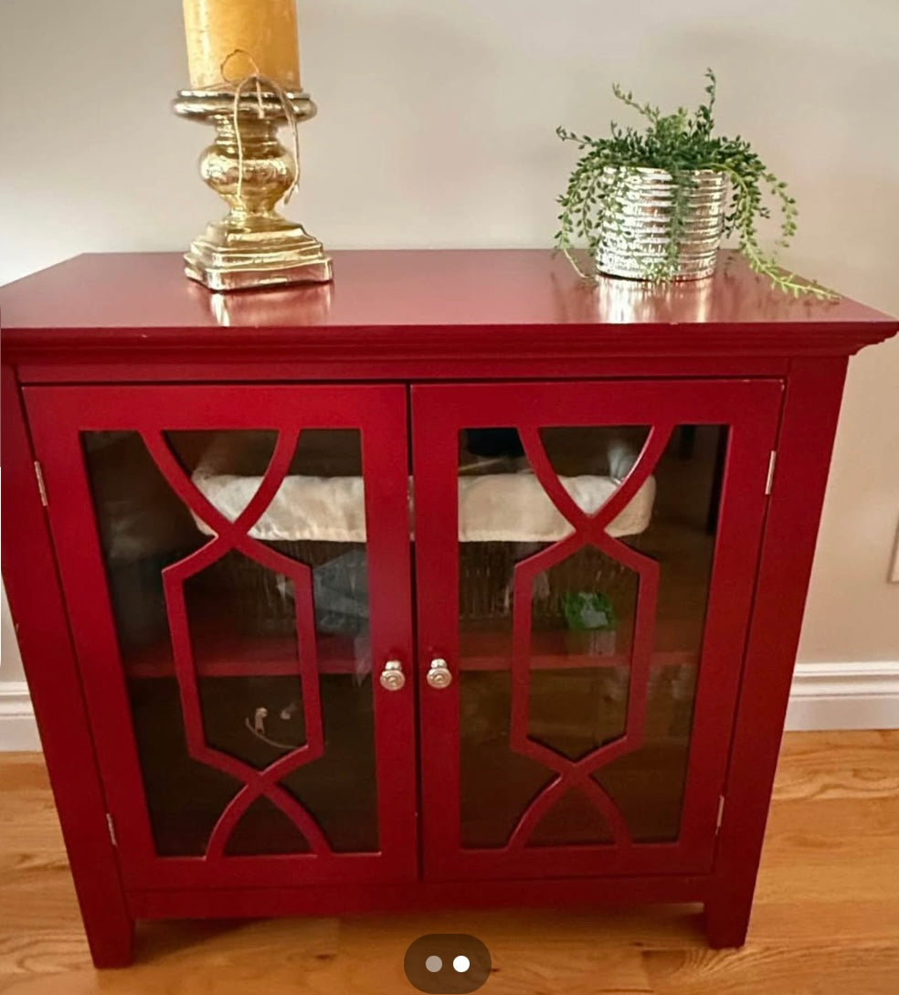 Red Side Table Cabinet (2 Available)