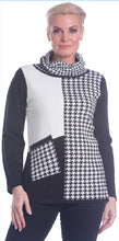 Charger l&#39;image dans la galerie, Houndstooth Color-Block Tunic-Length Turtleneck
