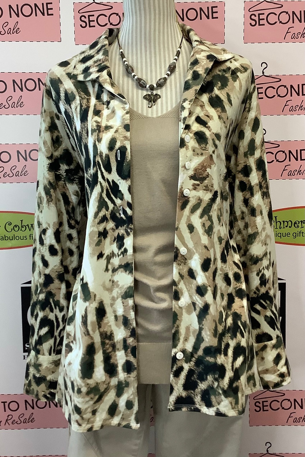 Cheetah Print Blazer Blouse (M)