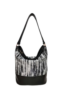 Tone-on-Tone Tapestry-Look Hobo-Style Bag (2 Colors)