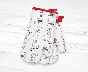 Whimsical Dog Oven Mitts (Set of 2)