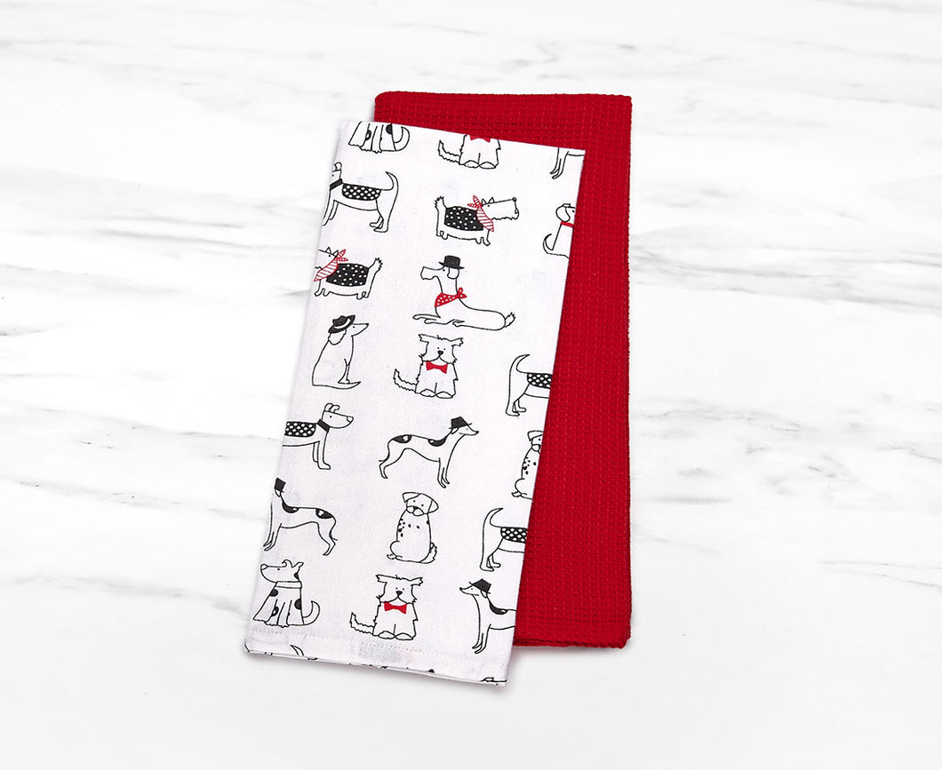 Whimsical Dog Tea Towel Set (Set of Two)