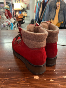 Red Suede & Felted Accent Boots (Size 37/6)