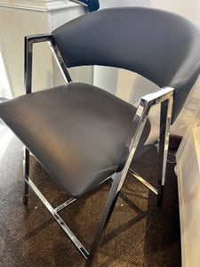 Grey Leather-Look Bar Height Chair