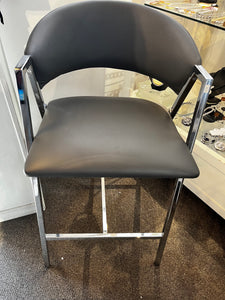 Grey Leather-Look Bar Height Chair