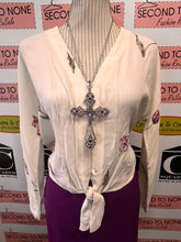 Load image into Gallery viewer, Tie Hem White Floral Top (Size XS)
