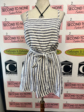Load image into Gallery viewer, 100% Linen Striped &amp; Belted Romper (Size 8)

