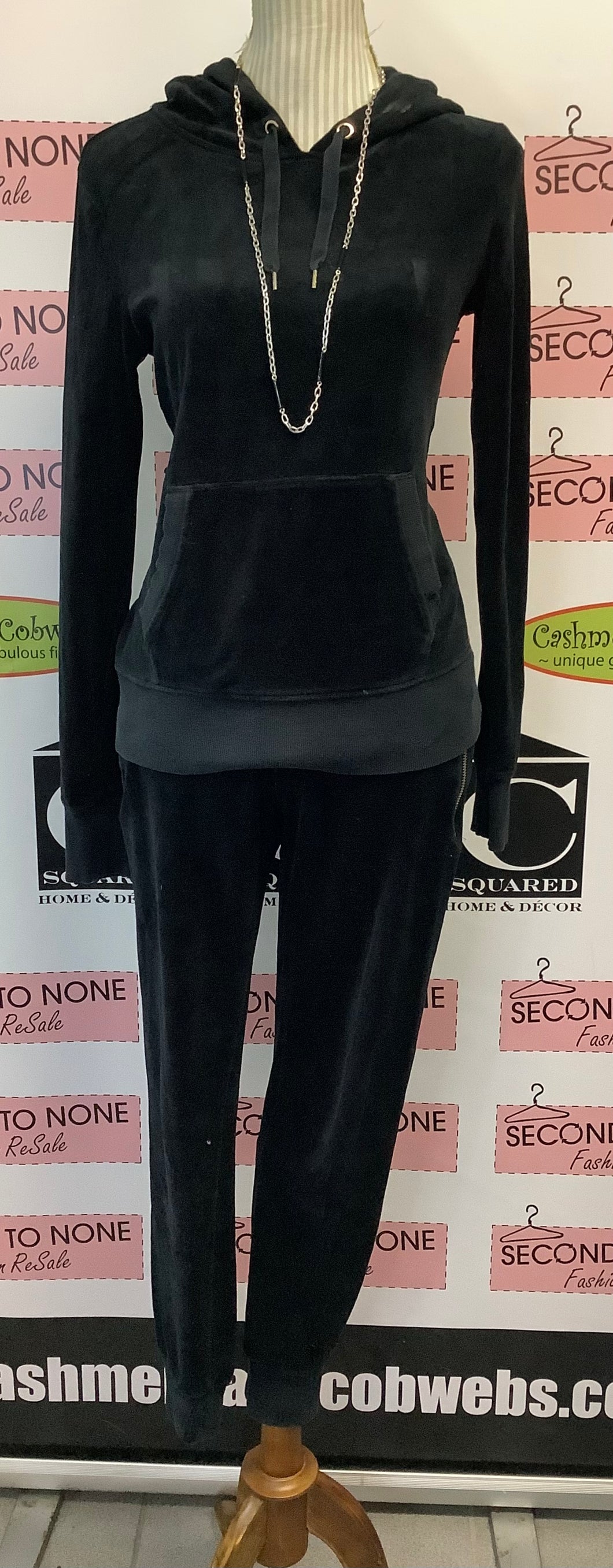 Black Velour 2 PC Pant & Sweater Set (Size S)