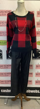 Cargar imagen en el visor de la galería, DKNY Red &amp; Black Checkered Sweater (Size S)

