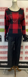 DKNY Red & Black Checkered Sweater (Size S)