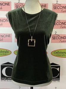 Ensemble vintage en velours écrasé olive Kathie Lee (L)