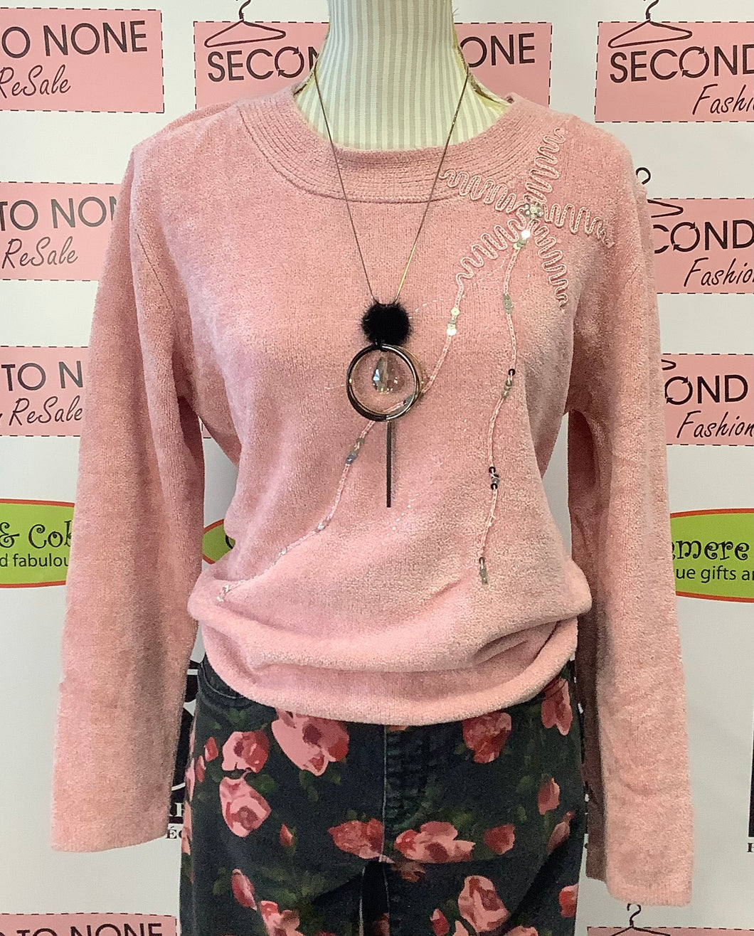 Rose Ribbon & Sequin Knit Top (Size M)