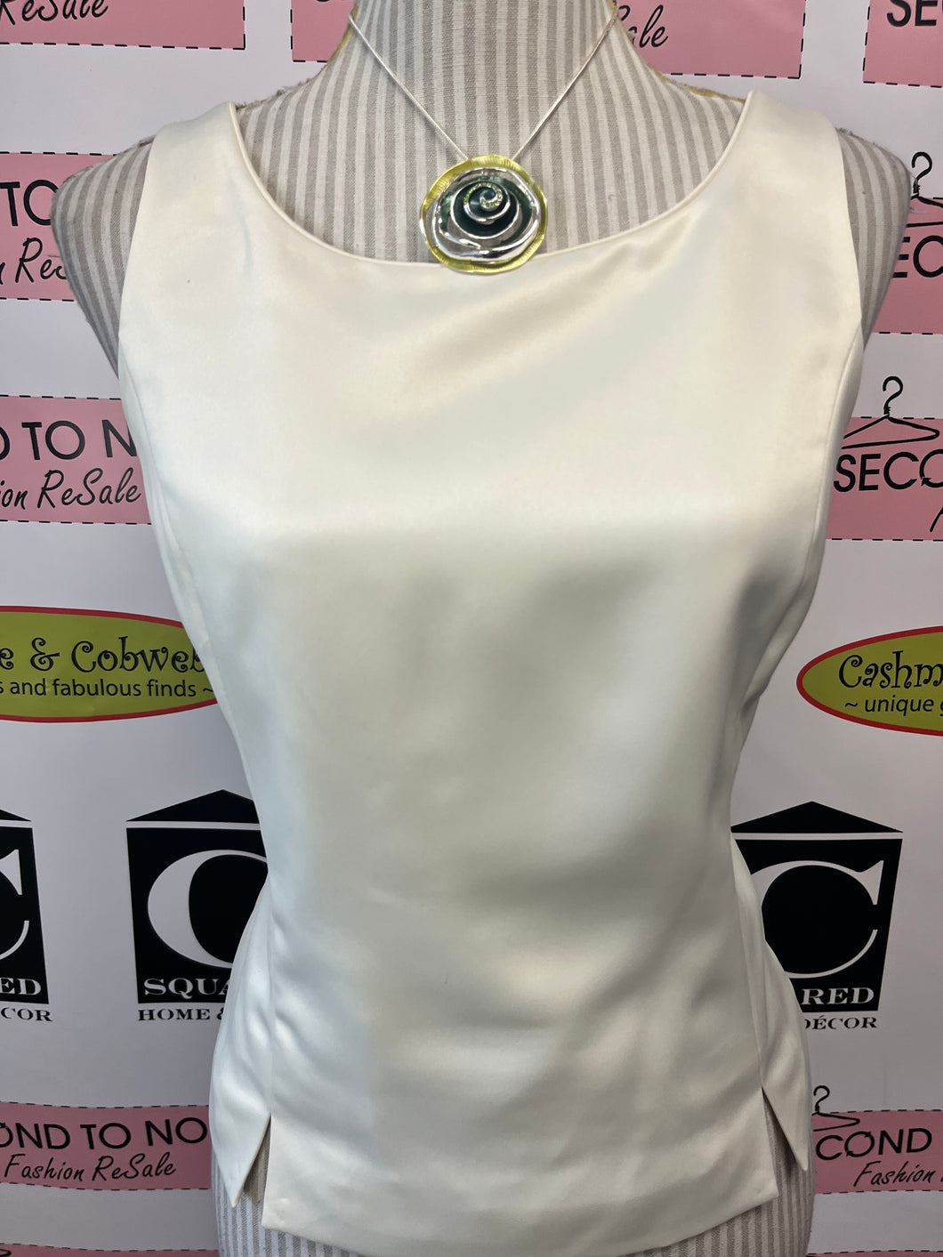 Ivory Satin Shell Top (Size 10P)
