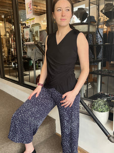 Black Sleeveless Mock-Wrap Shell Top (Made In Canada)