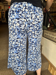 Blue-Tone Wide-Leg Cropped Pants (Made in Canada)