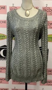 Silver Sparkle Knit Sweater (Size L)