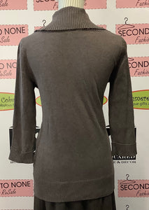 Belted Cowl Neck Knit Top (Size L)