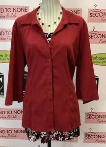 ENCORE Red Faux Suede Top (Size 20)