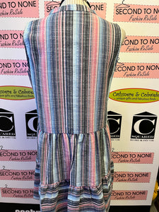Cotton-Blend Striped Chambray Sleeveless Dress