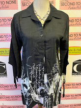 Load image into Gallery viewer, Black &amp; White Linen-Look Tunic Top
