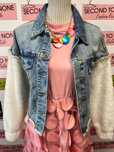 Bluenotes Faux-Fur Sleeve Denim Jacket (Size M)
