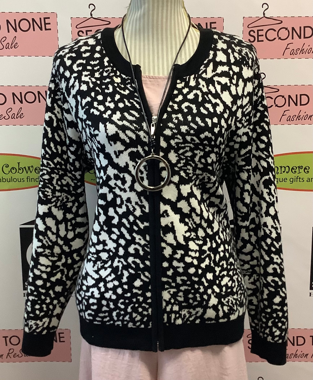 ALIA Zippered Print Cardigan (Size M)