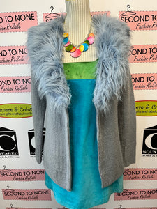 Light-Blue Faux Fur Sweater Jacket (Size XS)