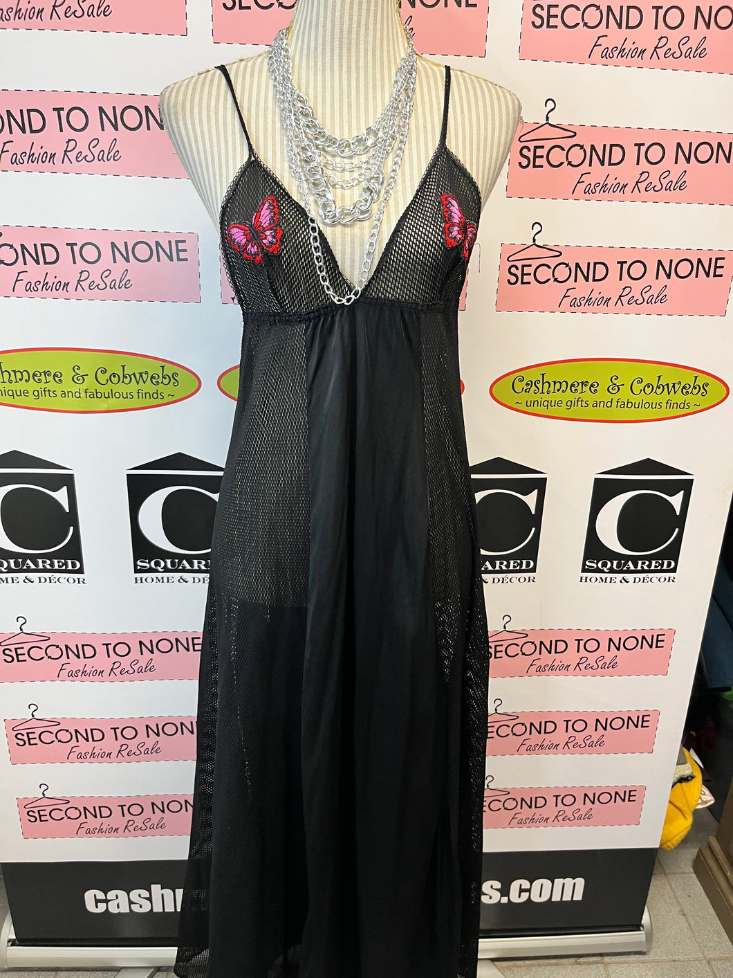 Black Satin Slip Dress (Size S/M)