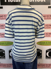 Load image into Gallery viewer, H &amp; M White/Blue Striped Terry Cloth Shirt (Size L)
