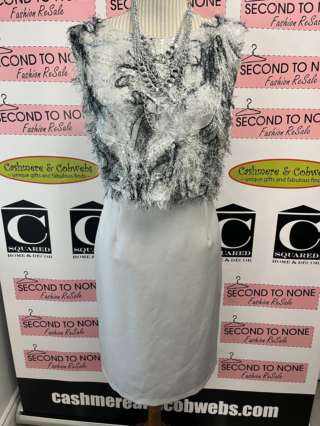 Stunning Sequin & Eyelash Bodice Party Dress (Size 12/UK 16)