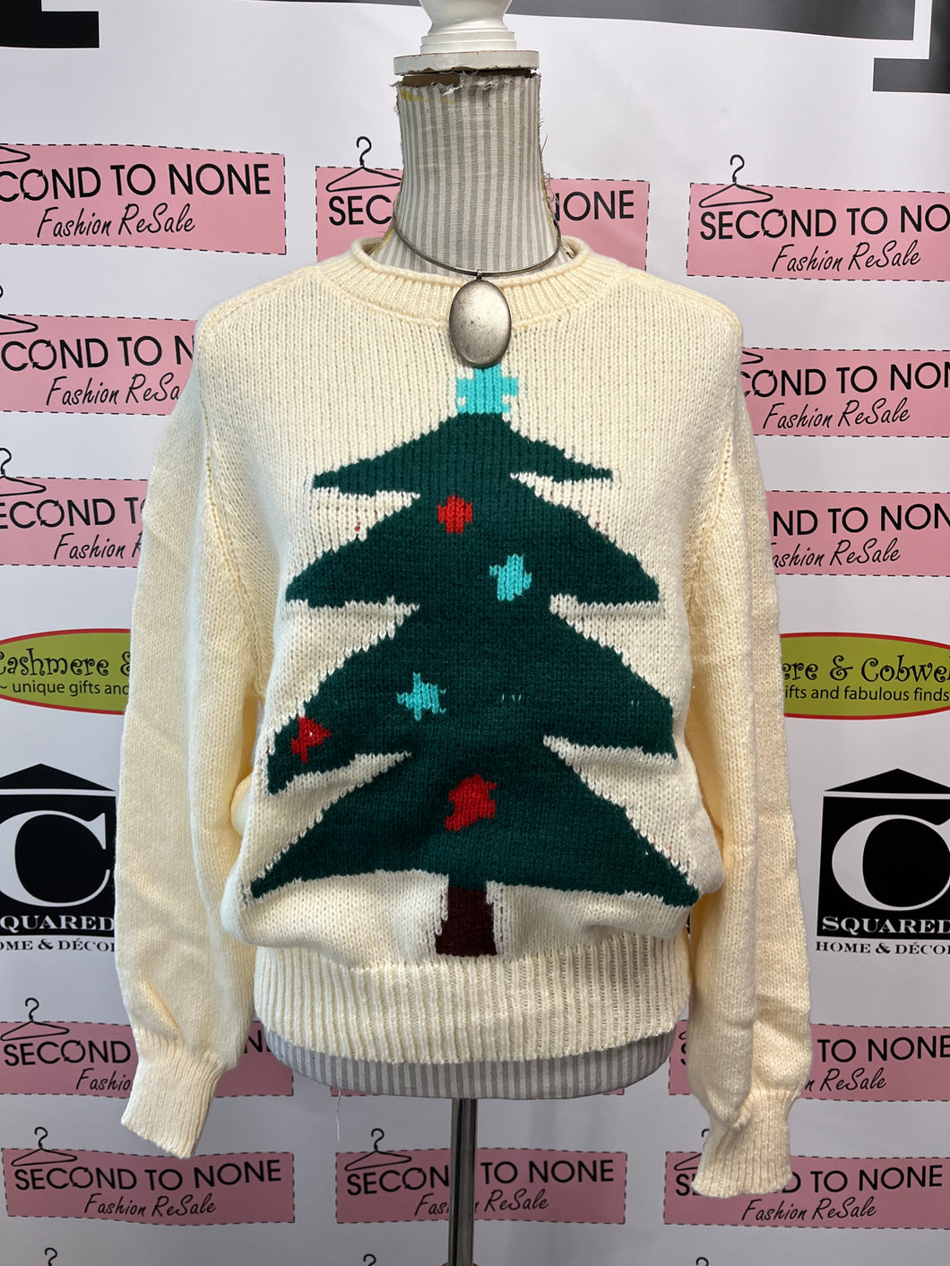 Cream Knit Christmas Tree Sweater