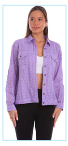 100% Cotton Eyelet Jean-Style Jacket (2 Colors)