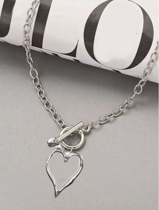 Open Heart Silver Necklace