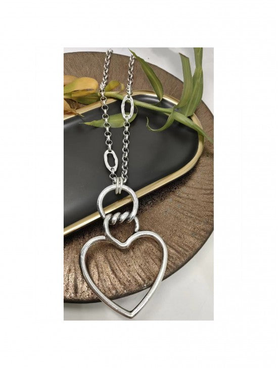 Long Hearts on Chain Necklace (2 Colors)