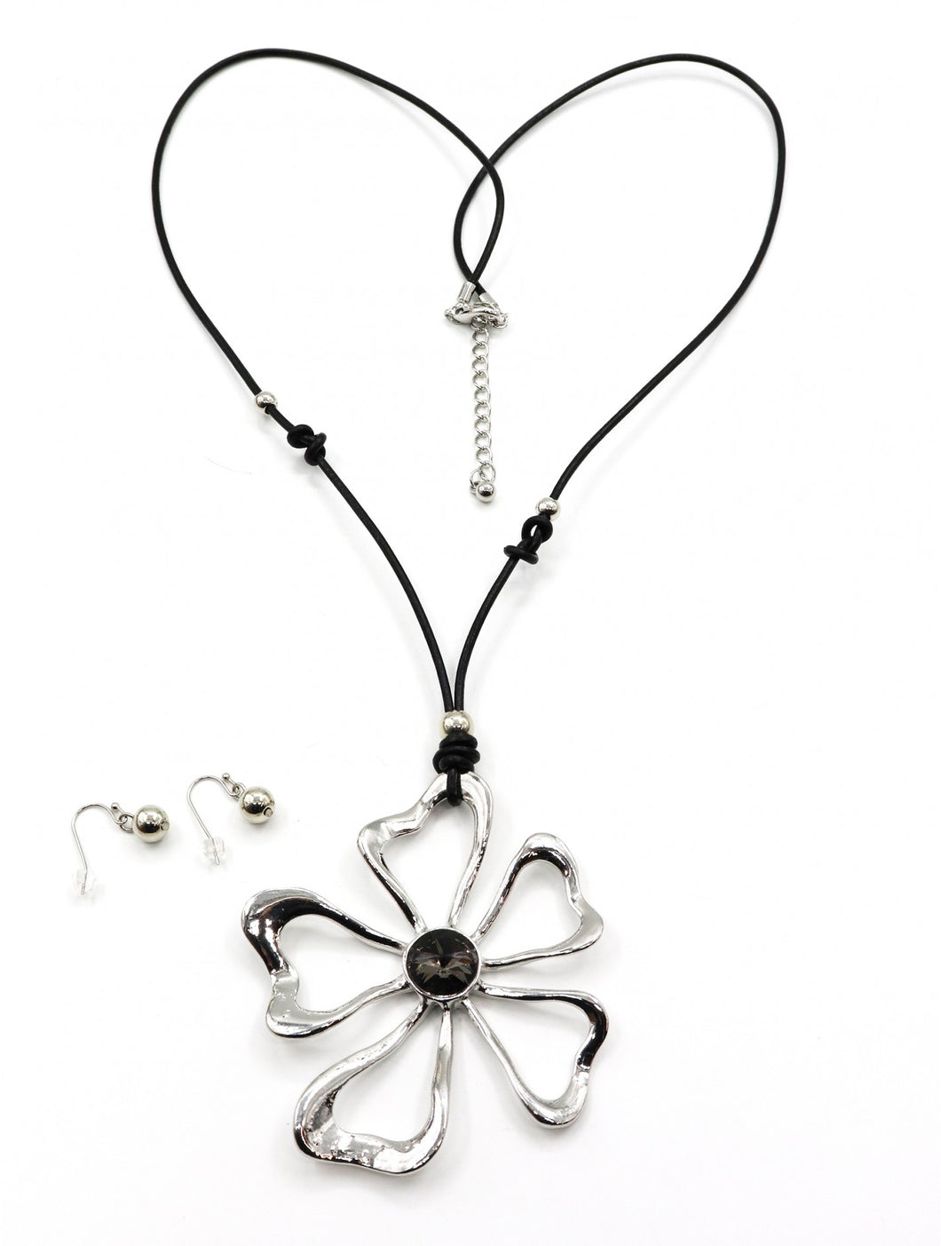 Hollow Flower Necklace + Earrings