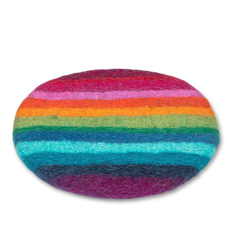 Felted Circle Rainbow Trivet