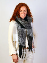 Load image into Gallery viewer, Black &amp; White Plaid Blanket Scarf (Only 1 Left!)

