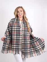 Load image into Gallery viewer, Grey Plaid Blanket Scarf (Only 1 Left!)
