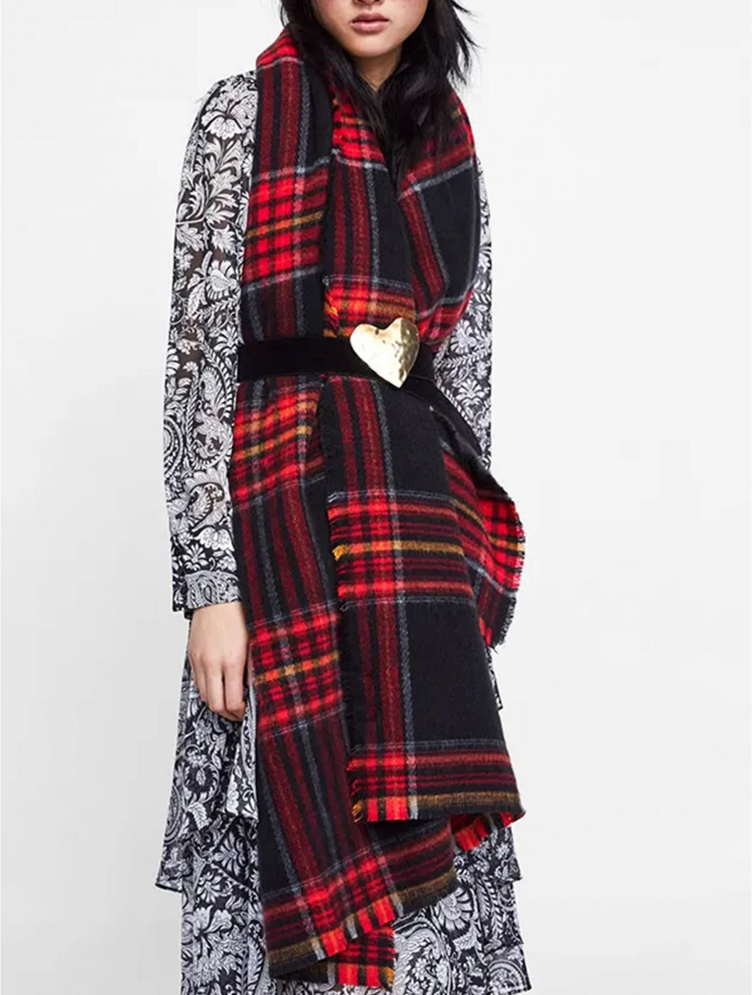 Red Plaid Blanket Scarf