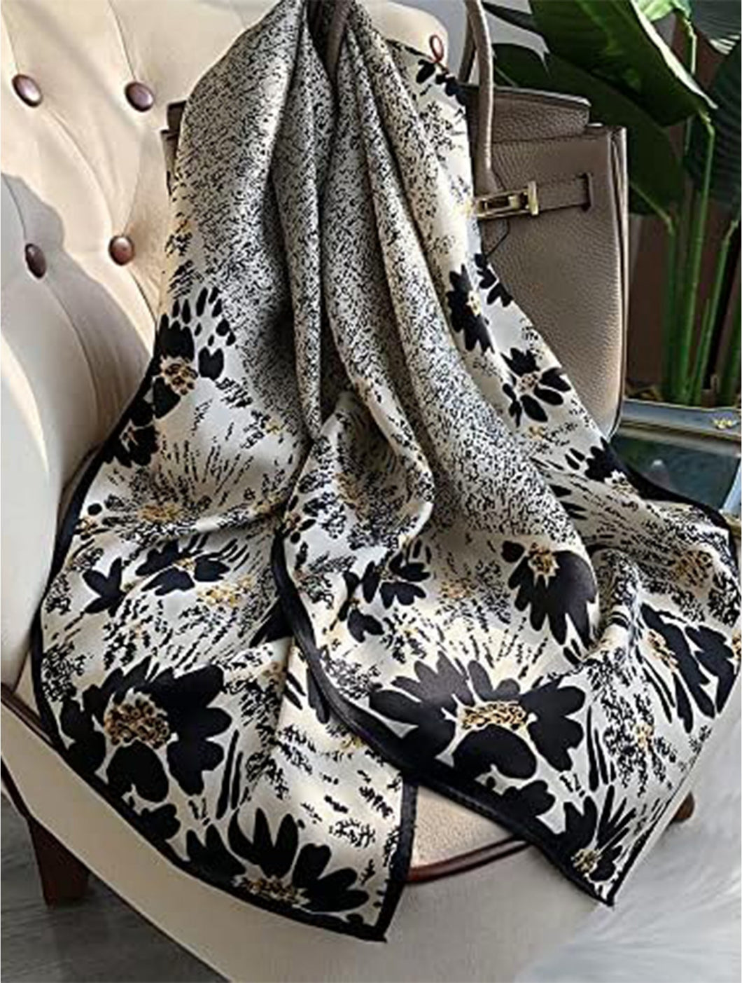 Black & White Silk Feel Scarf (Only 1 Left!)