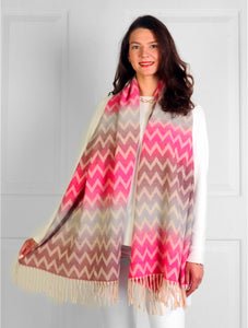 Cotton Fuschia Zig Zag Scarf (Only 1 Left!)