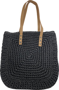 Large Straw-Like Black Tote