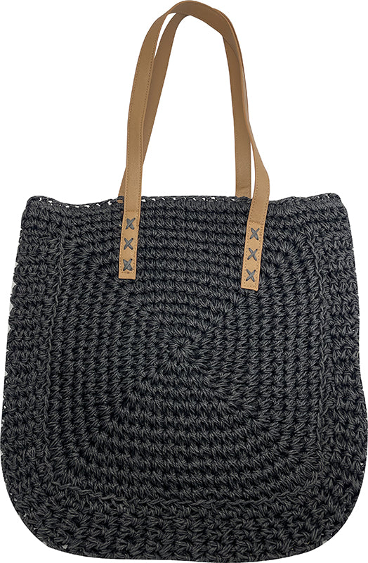 Large Straw-Like Black Tote