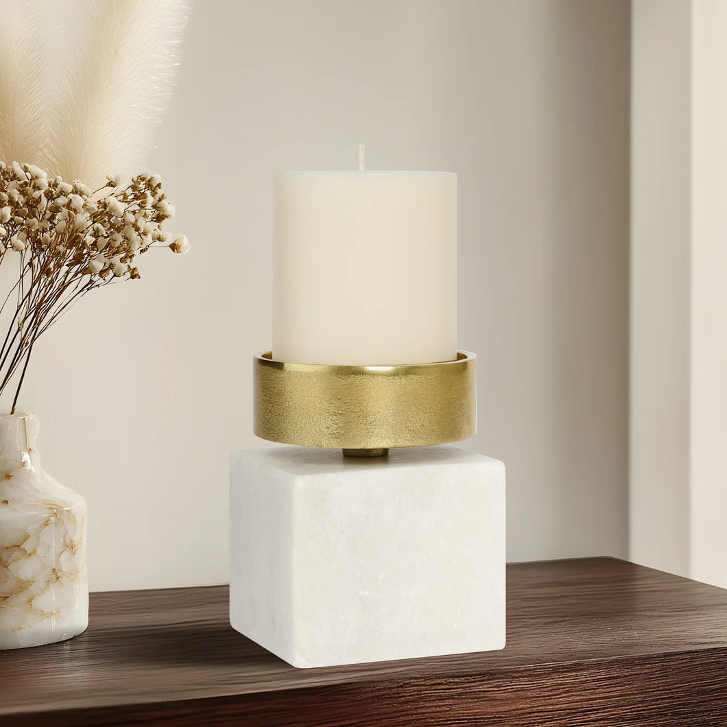 Gold & Marble Candle Holder