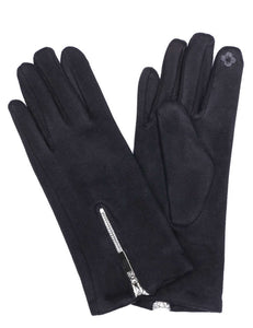 Zipper-Detail Texting Gloves (One Size)