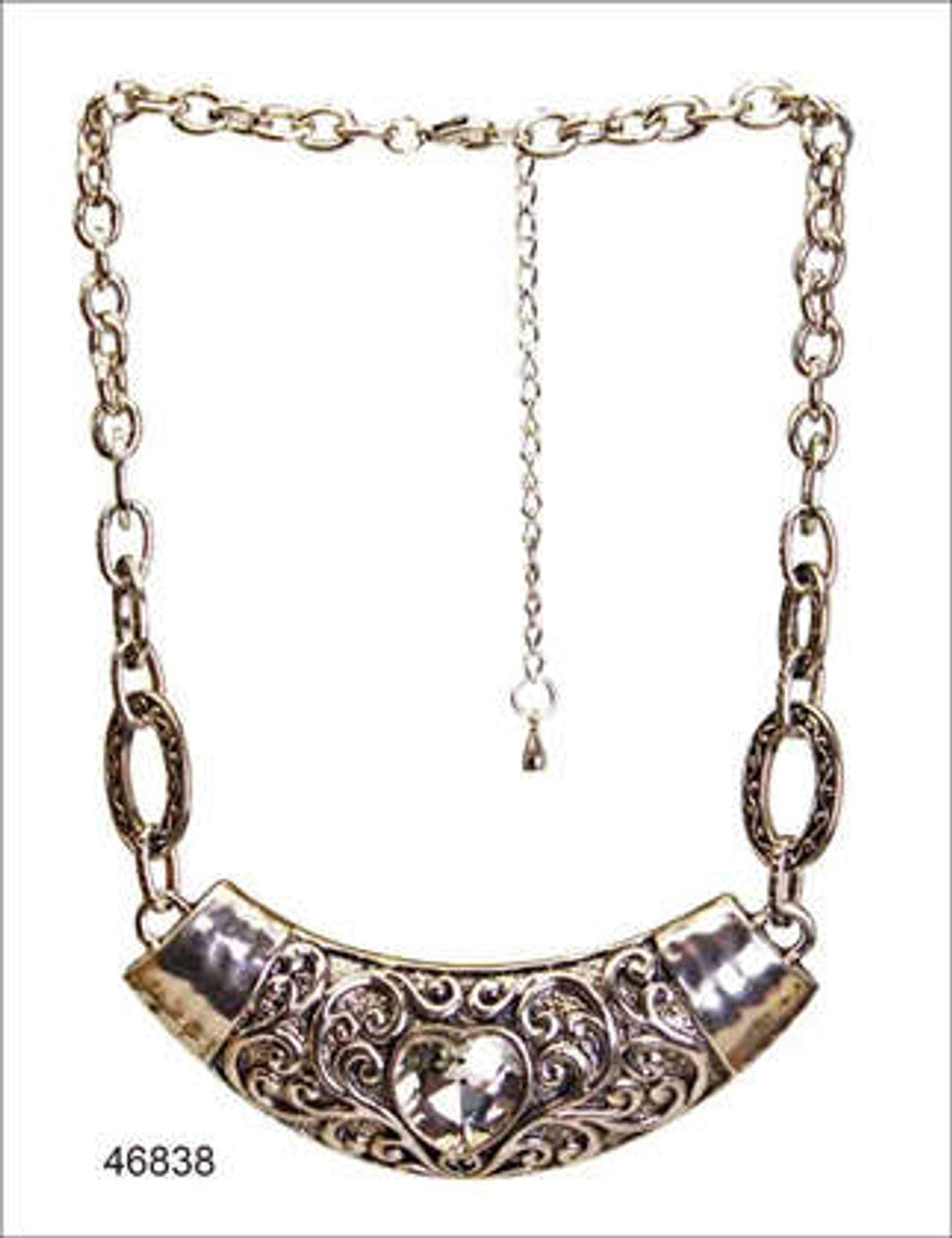 Large Silver Cuff-Style Necklace